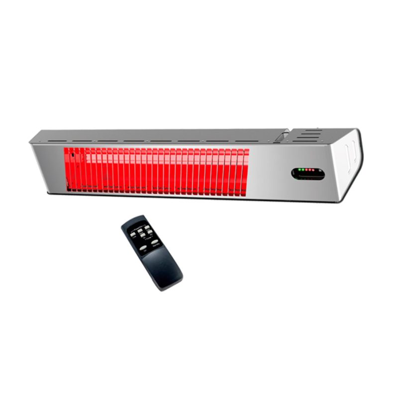 Mpc Malaga Calefactor Electrico Infrarrojo 2000w Regulable Gris Calefactor De Onda Corta Para Interior Con Ondas y Mando a Distancia Elegante Diseno Rejilla Protectora y Pantalla Led